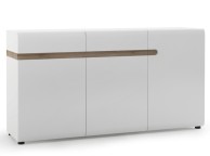 FTG Chelsea Living 2 drawer 3 door sideboard in white with an Truffle Oak Trim (109.5cm) Thumbnail