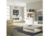 FTG Chelsea Living 2 drawer 3 door sideboard in white with an Truffle Oak Trim (109.5cm) Thumbnail