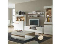FTG Chelsea Living Wide TV Unit in white with an Truffle Oak Trim Thumbnail