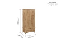 Birlea Hampstead Oak Finish 2 Door 1 Drawer Wardrobe Thumbnail