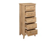 Birlea Hampstead Oak Finish 5 Drawer Tall Narrow Chest Thumbnail