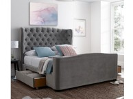 Julian Bowen Downton 4ft6 Double Slate Grey Velvet Fabric Storage Bed Thumbnail