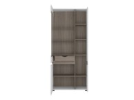 FTG Chelsea Living Tall Glazed Wide Display unit (RHD) in white with an Truffle Oak Trim Thumbnail