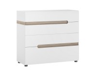 FTG Chelsea Bedroom 4 drawer Chest in white with an Truffle Oak Trim Thumbnail