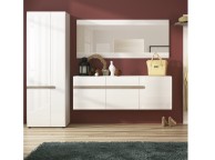 FTG Chelsea Bedroom 2 Door Wardrobe in white with an Truffle Oak Trim Thumbnail