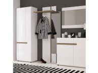 FTG Chelsea Bedroom 2 Door Wardrobe in white with an Truffle Oak Trim Thumbnail
