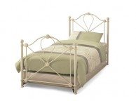 Serene Lyon 3ft  Single Ivory Gloss Metal Guest Bed Frame Thumbnail