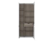 FTG Chelsea Living Tall Glazed Wide Display unit (LHD) in white with an Truffle Oak Trim Thumbnail