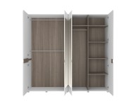 FTG Chelsea Bedroom 4 Door Wardrobe in white with an Truffle Oak Trim Thumbnail