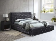 Birlea Grande 4ft6 Double Black Crushed Velvet Fabric Bed Frame Thumbnail