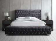 Birlea Grande 6ft Super Kingsize Black Crushed Velvet Fabric Bed Frame Thumbnail