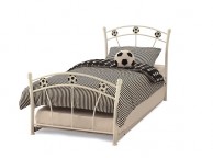 Serene Soccer 2ft6 Small Single White Gloss Metal Guest Bed Frame Thumbnail