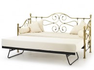 Serene Florence 3ft Antique Brass Metal Day Bed Frame with Guest Under Bed Thumbnail