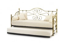 Serene Florence 3ft Antique Brass Metal Day Bed Frame with Guest Under Bed Thumbnail