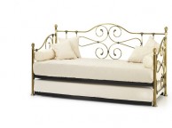 Serene Florence 3ft Antique Brass Metal Day Bed Frame with Guest Under Bed Thumbnail