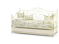 Serene Florence 3ft Single Ivory Metal Day Bed Frame with Guest Under Bed Thumbnail