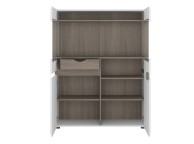 FTG Chelsea Living Low Display Cabinet 109cm wide in white with an Truffle Oak Trim Thumbnail