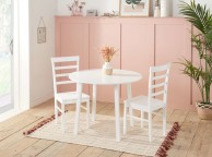 Birlea Pickworth Round Dining Set With 2 Upton Chairs In White Thumbnail