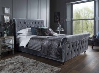 Flintshire Montana 5ft Kingsize Titanium Fabric Sleigh Style Bed Thumbnail