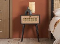 Birlea Croxley Rattan And Black Finish 1 Drawer Bedside Thumbnail