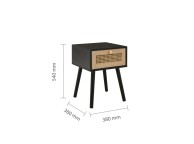 Birlea Croxley Rattan And Black Finish 1 Drawer Bedside Thumbnail