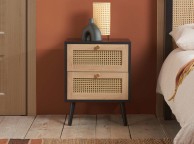 Birlea Croxley Rattan And Black Finish 2 Drawer Bedside Thumbnail