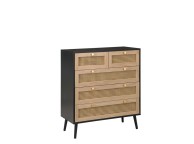 Birlea Croxley Rattan And Black Finish 5 Drawer Chest Thumbnail