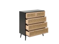 Birlea Croxley Rattan And Black Finish 5 Drawer Chest Thumbnail