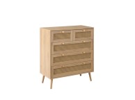 Birlea Croxley Rattan And Oak Finish 5 Drawer Chest Thumbnail