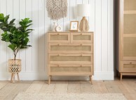 Birlea Croxley Rattan And Oak Finish 5 Drawer Chest Thumbnail