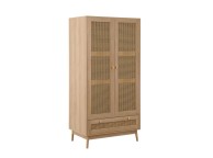 Birlea Croxley Rattan And Oak Finish 2 Door 1 Drawer Wardrobe Thumbnail