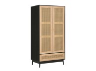 Birlea Croxley Rattan And Black Finish 2 Door 1 Drawer Wardrobe Thumbnail