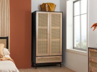 Birlea Croxley Rattan And Black Finish 2 Door 1 Drawer Wardrobe Thumbnail