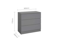 Birlea Oslo Grey 3 Drawer Chest Thumbnail