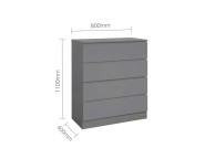 Birlea Oslo Grey 4 Drawer Chest Thumbnail