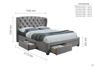 Birlea Hope 4ft6 Double Grey Velvet Fabric Bed Frame With Drawers Thumbnail