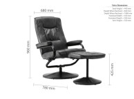 Birlea Memphis Black Faux Leather Swivel Chair And Stool Thumbnail