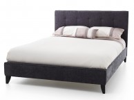 Serene Chelsea 4ft Small Double Charcoal Fabric Bed Frame With Ebony Feet Thumbnail