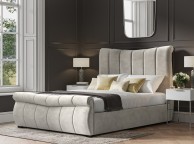 Emporia Bosworth 5ft Kingsize Light Grey Velvet Fabric Ottoman Sleigh Bed Thumbnail