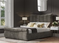 Emporia Bosworth 5ft Kingsize Mid Grey Velvet Fabric Ottoman Sleigh Bed Thumbnail