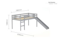 Birlea Frankie 3ft Single Grey Wooden Midsleeper Bed With Slide Thumbnail