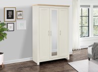 Birlea Highgate Cream And Oak Finish 3 Door Wardrobe With Mirror Thumbnail