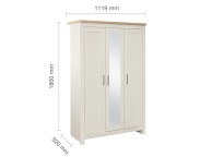 Birlea Highgate Cream And Oak Finish 3 Door Wardrobe With Mirror Thumbnail