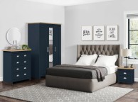 Birlea Highgate Navy Blue And Oak Finish 3 Door Wardrobe With Mirror Thumbnail