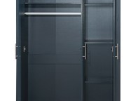 Birlea Highgate Navy Blue And Oak Finish 3 Door Wardrobe With Mirror Thumbnail