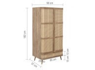 Birlea Noah Rattan 2 Door 1 Drawer Wardrobe Thumbnail
