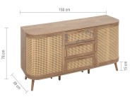 Birlea Noah Rattan 2 Door 3 Drawer Sideboard Thumbnail