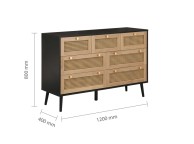 Birlea Croxley Rattan And Black Finish 7 Drawer Chest Thumbnail