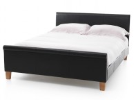 STORE CLEARANCE Serene Savona 5ft Kingsize Black Faux Leather Bed Frame Thumbnail