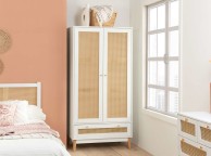 Birlea Croxley Rattan And White Finish 2 Door 1 Drawer Wardrobe Thumbnail